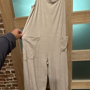 Together Cream Jumpsuit Relaxed Fit Wide Legs